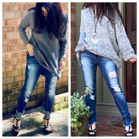 ✨LAST ONE✨Chic Frayed Hem Distressed Jeans - Picture 2 of 7